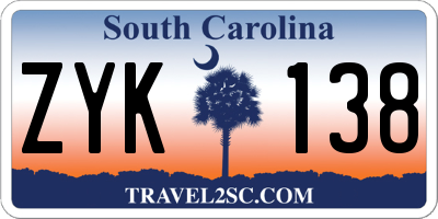 SC license plate ZYK138