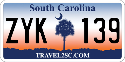 SC license plate ZYK139