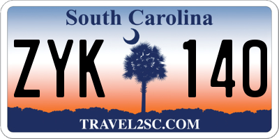 SC license plate ZYK140