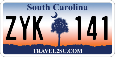 SC license plate ZYK141