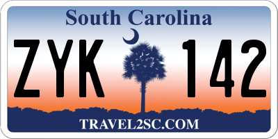 SC license plate ZYK142