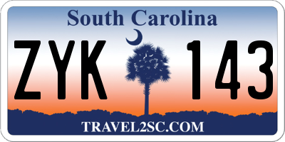 SC license plate ZYK143