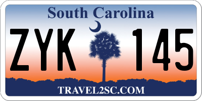 SC license plate ZYK145