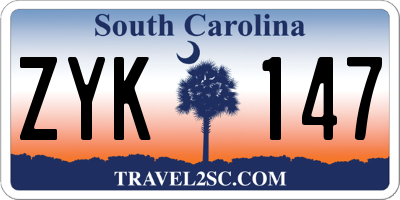 SC license plate ZYK147