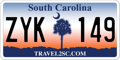SC license plate ZYK149