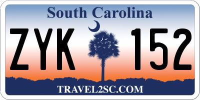 SC license plate ZYK152