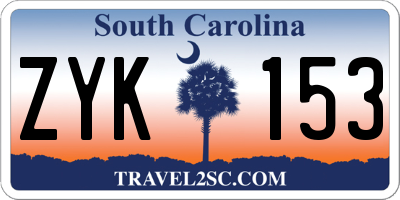 SC license plate ZYK153