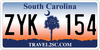 SC license plate ZYK154