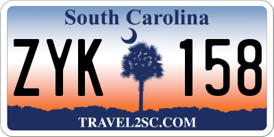 SC license plate ZYK158