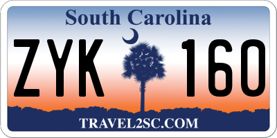 SC license plate ZYK160