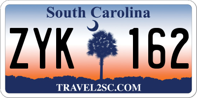 SC license plate ZYK162