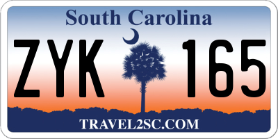 SC license plate ZYK165