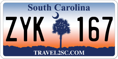 SC license plate ZYK167