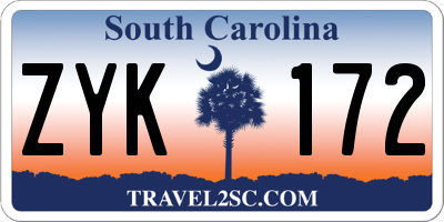 SC license plate ZYK172