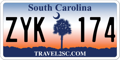 SC license plate ZYK174