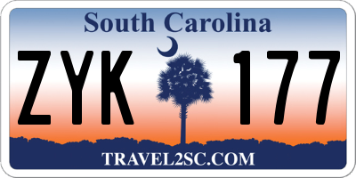 SC license plate ZYK177