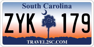 SC license plate ZYK179