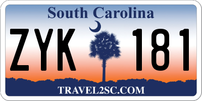 SC license plate ZYK181