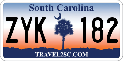 SC license plate ZYK182
