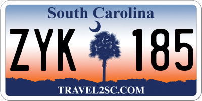 SC license plate ZYK185