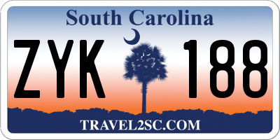 SC license plate ZYK188