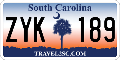 SC license plate ZYK189