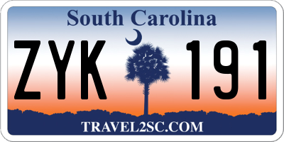 SC license plate ZYK191