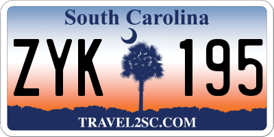 SC license plate ZYK195