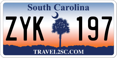 SC license plate ZYK197