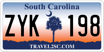 SC license plate ZYK198