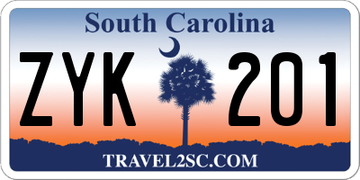 SC license plate ZYK201