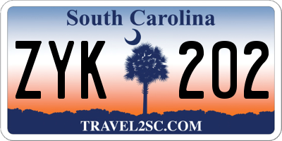 SC license plate ZYK202