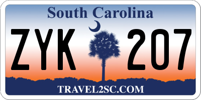 SC license plate ZYK207