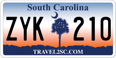 SC license plate ZYK210