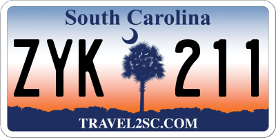 SC license plate ZYK211