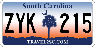 SC license plate ZYK215