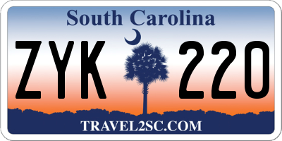 SC license plate ZYK220