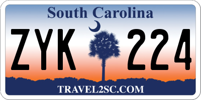 SC license plate ZYK224