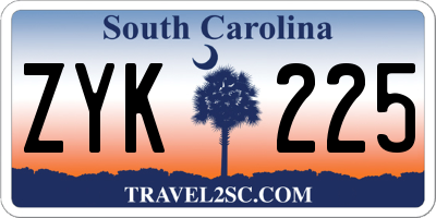 SC license plate ZYK225