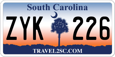 SC license plate ZYK226