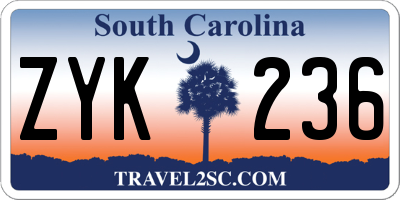 SC license plate ZYK236