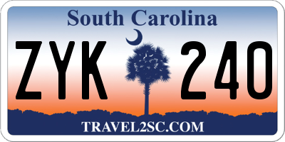 SC license plate ZYK240