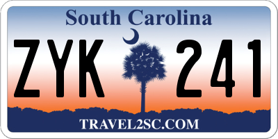 SC license plate ZYK241