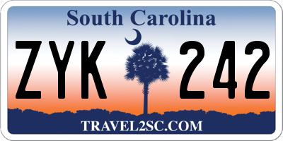 SC license plate ZYK242