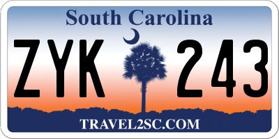 SC license plate ZYK243