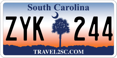 SC license plate ZYK244