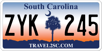 SC license plate ZYK245