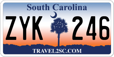 SC license plate ZYK246