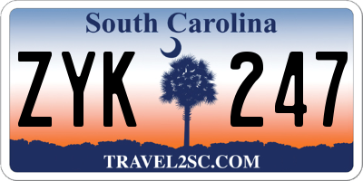 SC license plate ZYK247