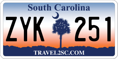 SC license plate ZYK251